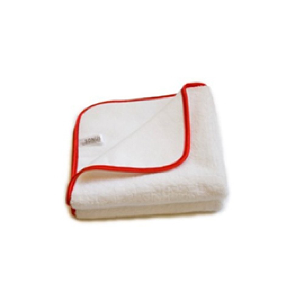 Microfiber Buffing Towel, white w/ blue satin edging, 16 in x 16 in